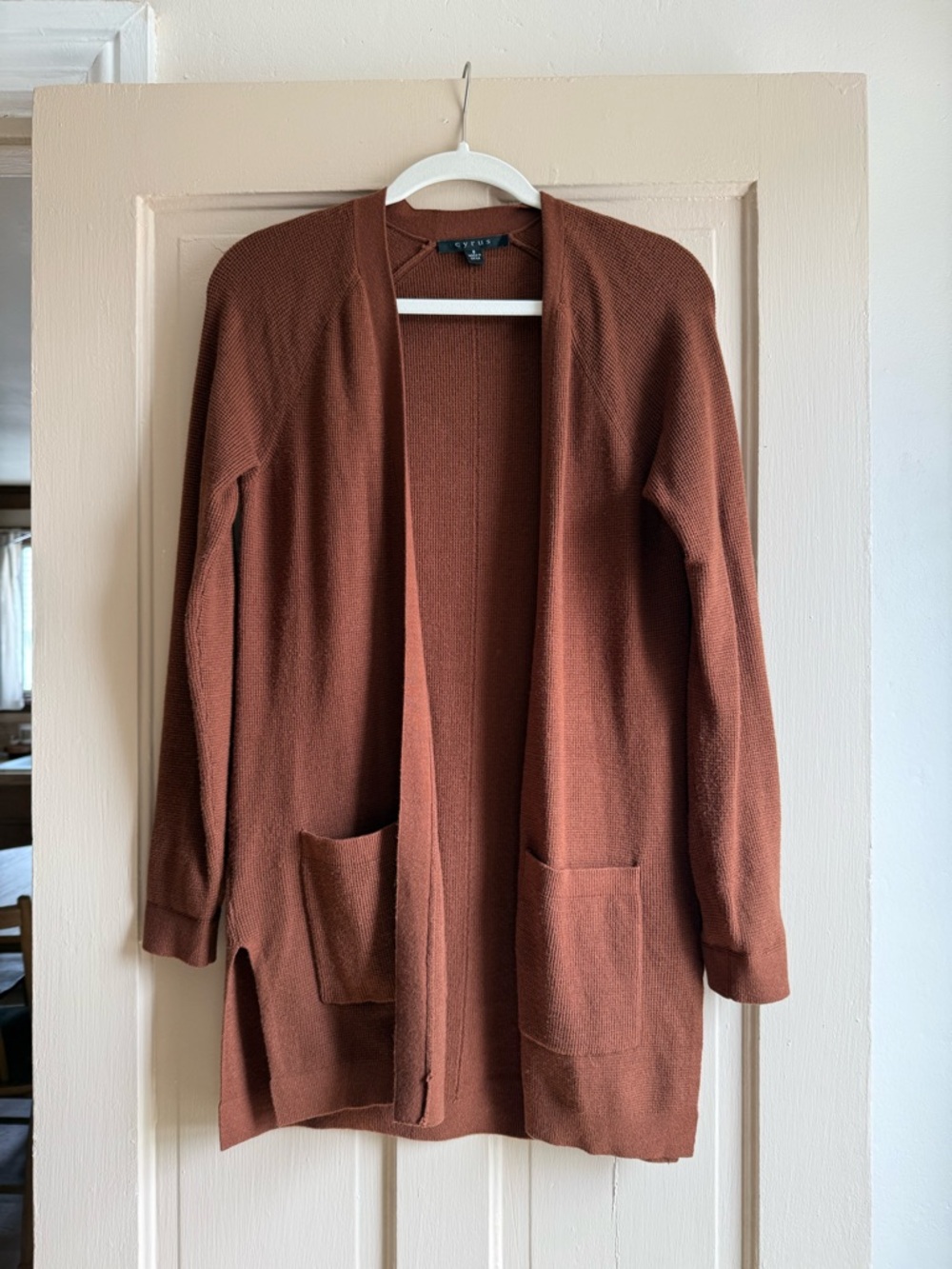 Open-Front Rust Brown Cardigan Sweater